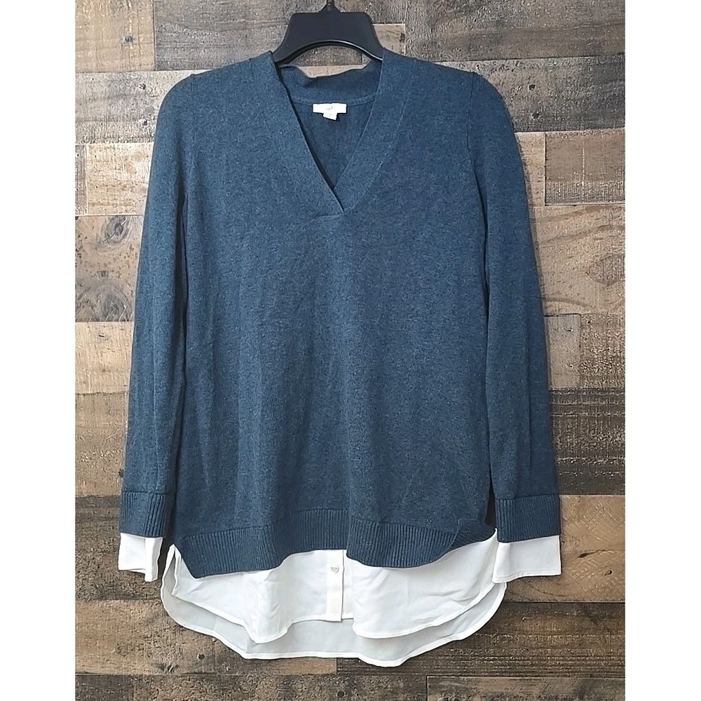 J Jill Shirt Sweater Women Small V Neck Preppy Career Academia Teacher Soft